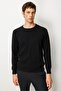 Men's Crew Neck Straw Knit Baklava Wool Sweater Black - 4
