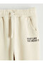 Beige Elastic Waist Boys Jogger Sweatpants 2-Piece - 3
