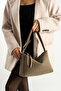 Mink Suede Women's Shoulder Bag with Double Handles and Inner Pocket Detail