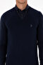 Men's Slim Fit V-Neck Navy Blue Basic Knitwear Sweater 50313662-Vr033 - 6