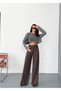 Women's Brown / Burgundy Stone-Washed Baggy Jeans High-Waist Wide-Leg Jeans - 6