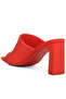 Women Slip-On Mid Heel Sandals in Orange - 3