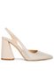 Women Rhinestone Embellished Suede Heel Sandals in Beige - 2
