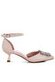 Women Diamante Brooch Kitten Heel Sandals in Pink - 2