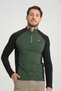 Black Sleeve Green Paneled Zipper Long Sleeve Men's Rider T-Shirt - 5