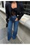 Women's Double-Sided High-Waist Stone-Embellished Denim Pants - 2