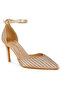 Women Pearls & Sequins Embellished Stiletto Sandals in Gold