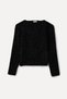 Women's Black Glittery Off-Shoulder Sweater - 5