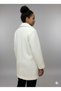 Women's Cream Plush Coat – Buttoned, with Pockets, Warm and Stylish Winter Coat - 3