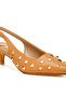 Women Stud Embellished Kitten Heels in Tan - 5
