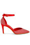 Women Pearls & Sequins Embellished Stiletto Sandals in Red - 2