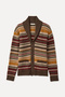 Men's Brown Striped Shawl Collar Oversize Wool Cardigan - 4