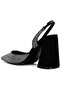 Women Rhinestone Embellished Suede Heel Sandals in Black - 3
