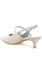Kitten Heel Slingback Sandals in Silver - 3
