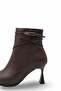 Women's Side Zipper Gold Detailed Heeled Boots - 8