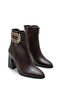 Women's Side Zipper Gold Belt Buckle Heeled Boots - 2