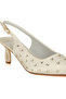 Women Heart-Shaped Rhinestone Studded Slingbacks in Beige - 5