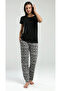 Women, Black, Premium, Crew Neck, Half Placket Button Short Sleeve 2-Piece Set/Home Wear/Pajama Set - 4