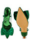 Women Satin Bow Slingback Sandals in Green - 4