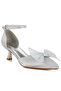 Women Bow Detail Satin Sandals in Silver