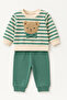 Baby Boy Teddy Bear Embroidered 2-Piece Transitional Top and Bottom Set 9-12-18 Months Long Sleeve Cotton - 3