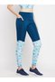 High-Rise Printed Active Tights in Teal Blue with Side Pocket - 4