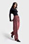 Women's Burgundy 4W5-151 Skater Fit Special Fabric Design Denim Jean - 2