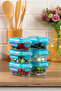 4376 Set of 6 Leakproof Food Storage Containers with Locking Lids - Glass Storage Container - 150ml Blue - 3