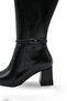 Women's Boots with Side Zipper, Heels, and Belt - 6