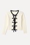 Women's Ecru Bow-Tie Knitted Patterned Cardigan - 5