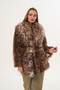 Midi Length Long Fur Belted Leopard Shawl Collar Coat - 5