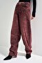 Women's Burgundy 4W5-151 Skater Fit Special Fabric Design Denim Jean