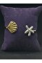 Starfish and Seashell Model Yellow Gray Double Color Adjustable Style Steel Clasp Bracelet - 3