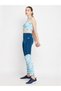 High-Rise Printed Active Tights in Teal Blue with Side Pocket - 2