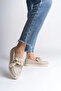 Lydia Laceless Orthopedic Comfortable Sole Heart Patterned Women's Ballerina Shoes Ckt - Cream - 2