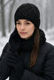 Elegant Knitted Patterned Silvery Beanie & Soft Textured Gloves Set - Winter Combination - 6