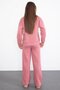Pink Star Patterned Wide Leg Fleece-Lined Girls' Tracksuit Set 23362 - 7