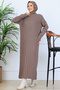 Knitted Patterned Knitwear Dress N7082 Mink