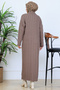 Knitted Patterned Knitwear Dress N7082 Mink - 4
