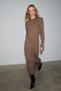 Duende Women's Round Neck Line Patterned Slim Fit Knitwear Mink Dress - 2