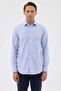 Non-Iron Dark Blue Striped 100% Cotton Comfort Fit Shirt - 4