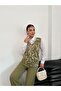 Pearl Necklace Detailed Sweater and Shirt Three-Piece Set Khaki - 5009 - 3