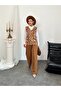 Pearl Necklace Detailed Sweater and Shirt Three-Piece Set Brown - 5009 - 5