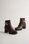 Liora 9 cm Heeled Chain Buckle Oval Toe Faux Leather Zipper Winter Women's Boots - 4