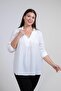 1212094 Women's Plus Size V Shirt Collar Blouse White - 8