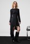 Ugetro Women's Round Neck Stretchy Fabric Mini Black Dress with Stitching and Asymmetrical Hem Detail - 4