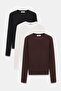 Women's Crew Neck Fingerhole Long Sleeve Bodysuit/Blouse - Pack of 3