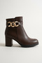 Liora 9 cm Heeled Chain Buckle Oval Toe Faux Leather Zipper Winter Women's Boots