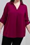 1212094 Women's Plus Size V Shirt Collar Blouse Purple - 2