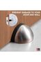 Stainless Steel Floor Door Stopper, Polished Oval Half Moon, Rubber Bumper (2, SS) - 2